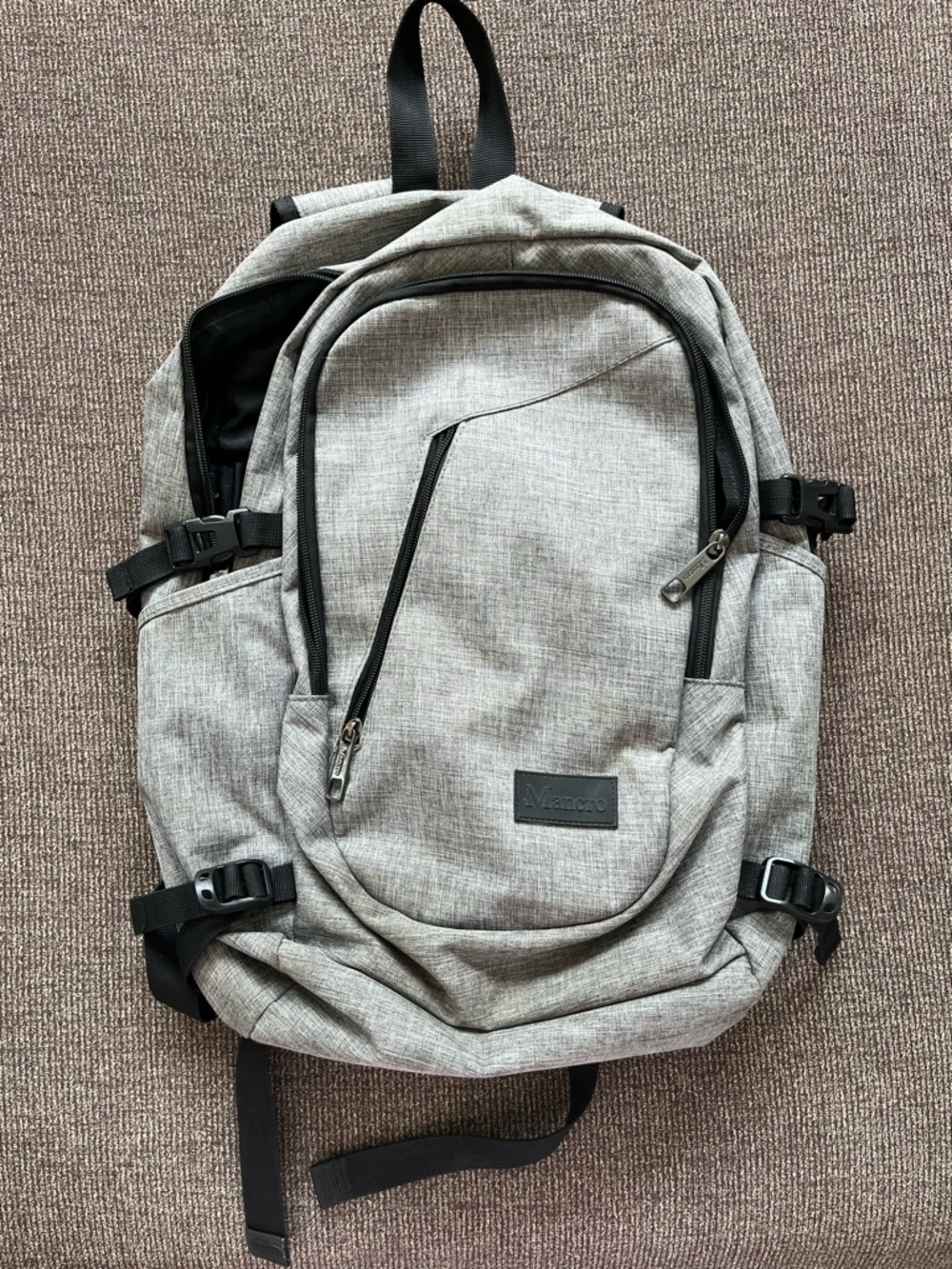 Light Gray Everyday Backpack with USB Port and Padded Straps